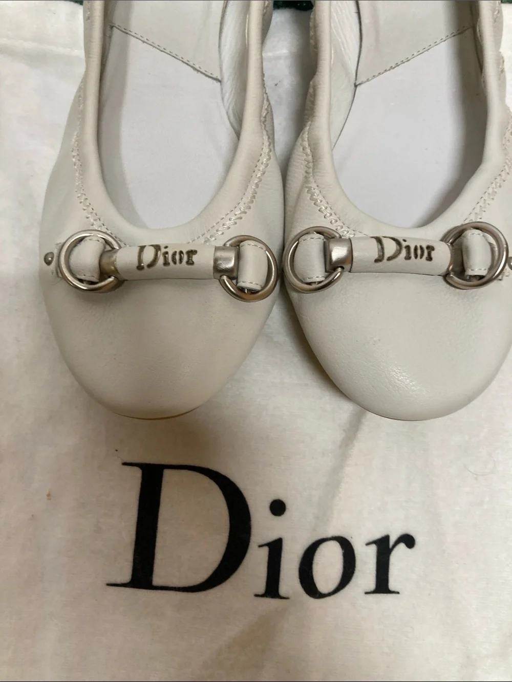 Dior Cream Leather Ballet Flats size 39.5 9-9.5 (OKPM-05-009) - Picture 2 of 7